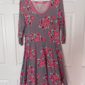 Matilda Jane Pink and Red Cuffed Sleeve Fit and Flare Dress